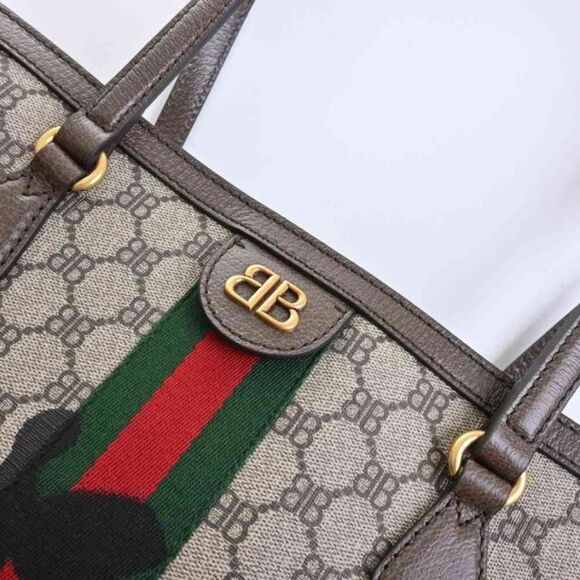 Gucci Balenciaga Collaboration Ophidia GG Supreme Graffiti Tote Bag Beige - Picture 7 of 7